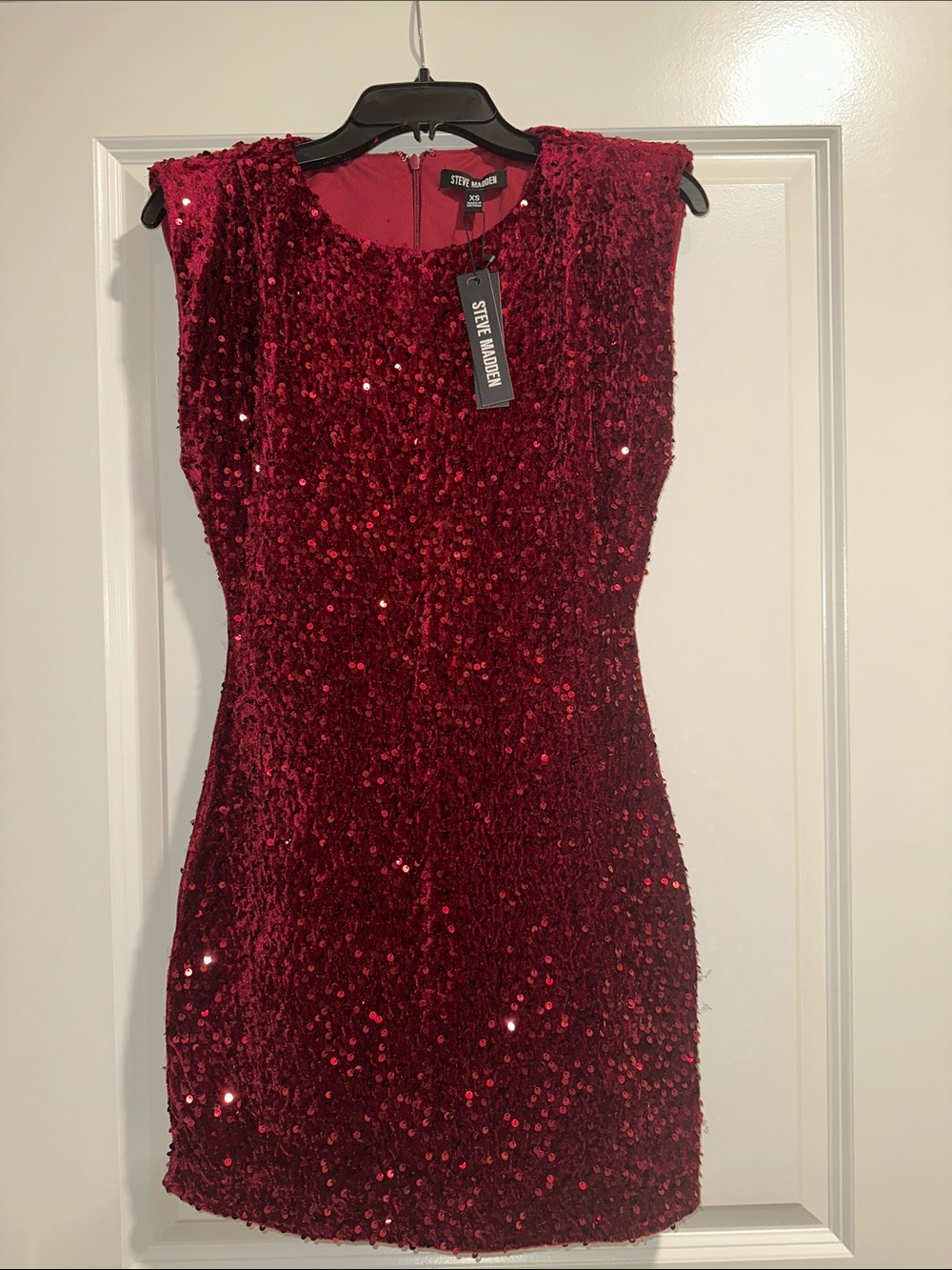 Steve Madden Burgundy Red Sequin Mini Dress